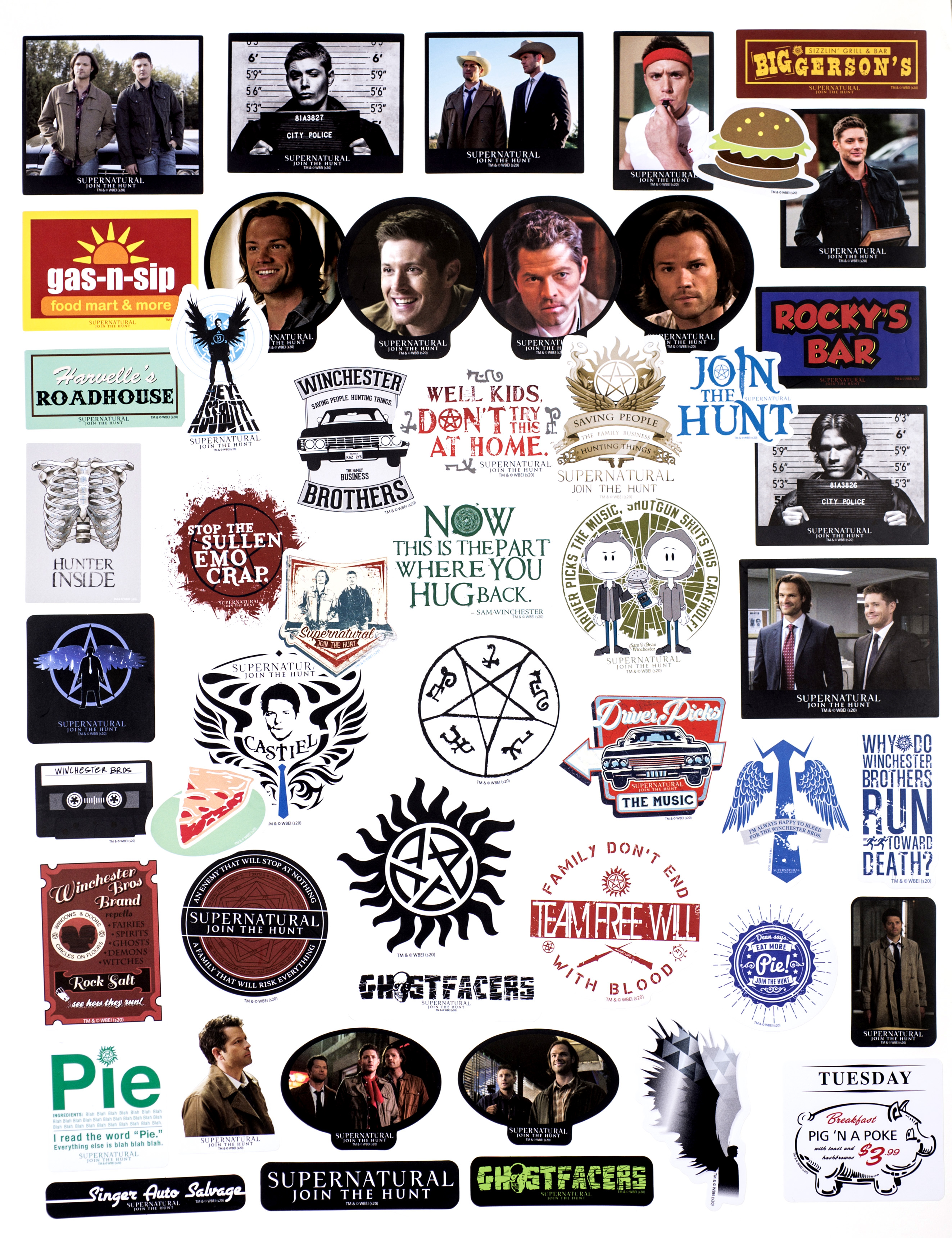 Conquest Journals Supernatural Winchester Brothers Vinyl Stickers, Set of 50, Waterproof and UV Resistant, Great for All Your Gadgets